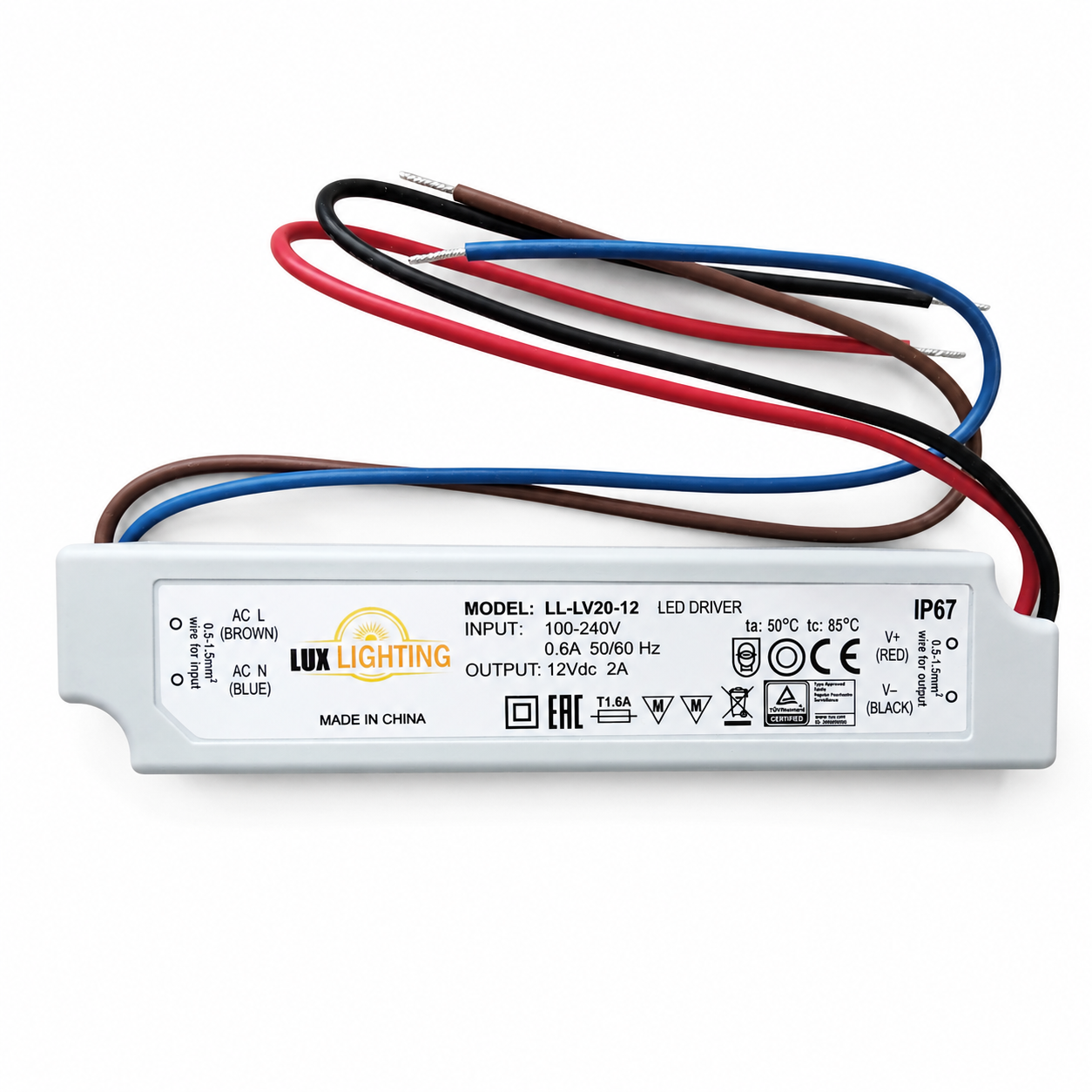 Источник питания LL-LV20-12 (12V, 20W, 2,0A) IP67